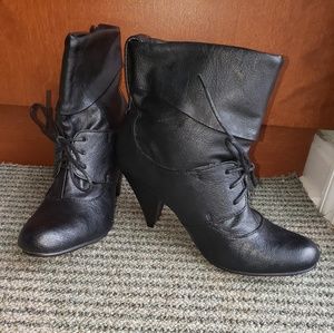 Black Faux Leather Ankle Boots